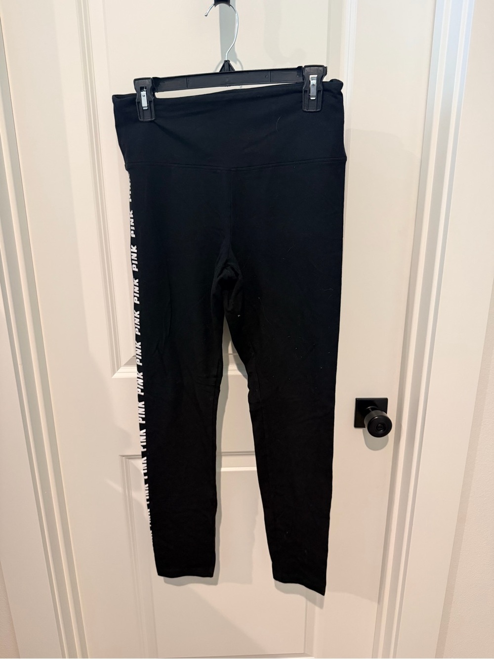 PINK Victoria's Secret Black High-Waist Logo Side-Stripe Leggings